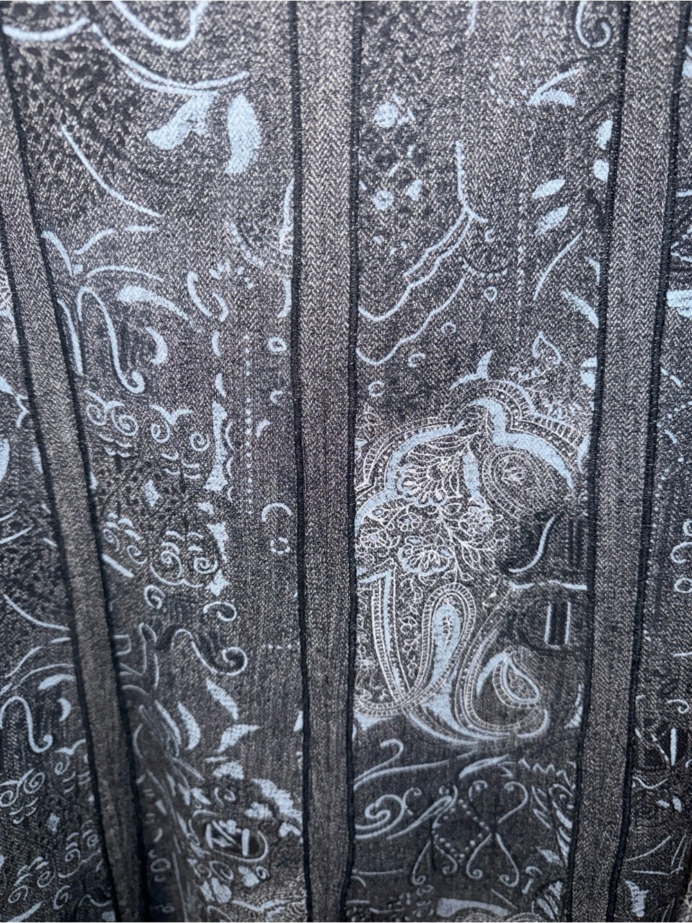 Dressbarn Paisley Midi Skirt Size 6 Black Baby Blue A-Line Dark Academia - Picture 5 of 10